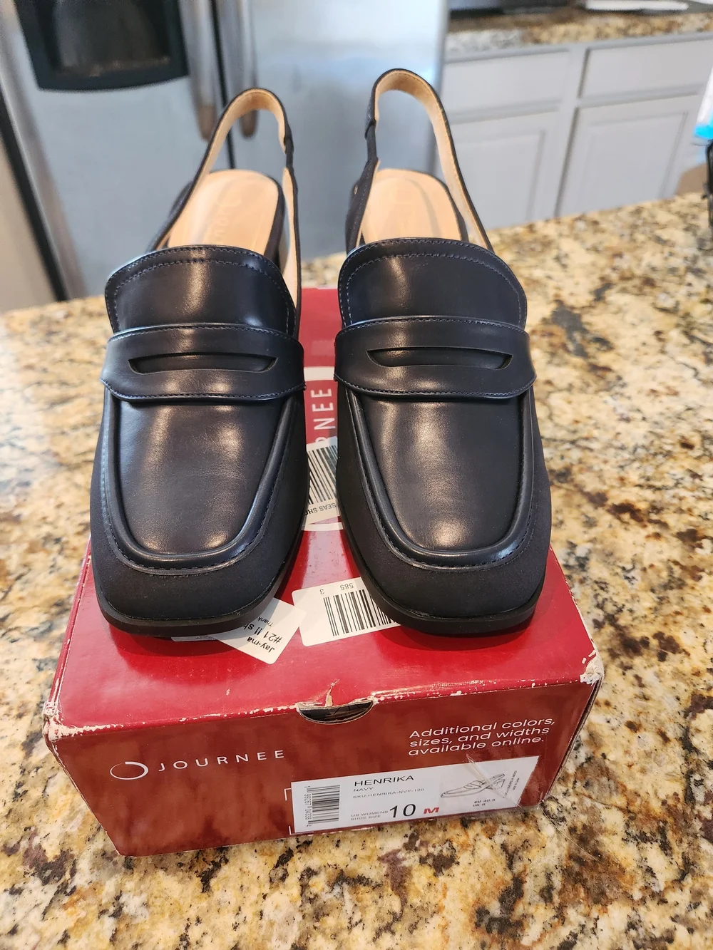 Journee Collection Henrika Navy Slingback Loafer Pumps